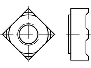 00928000000004000 - DIN 928 Vierkant-Schweißmutter Stahl